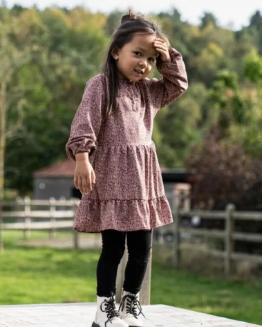 koko noko girls dress pink dark red floral